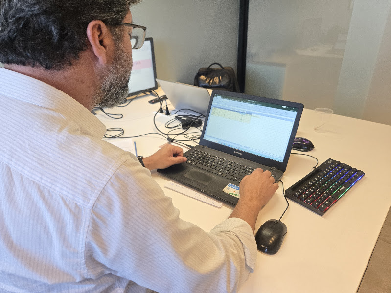 Profissional trabalhando em planilha no notebook com apoio da LINCE